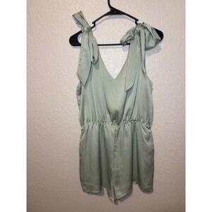 Lelis Collection Romper Tie Strap Sleeveless Sage Green V-Neck Women's Large